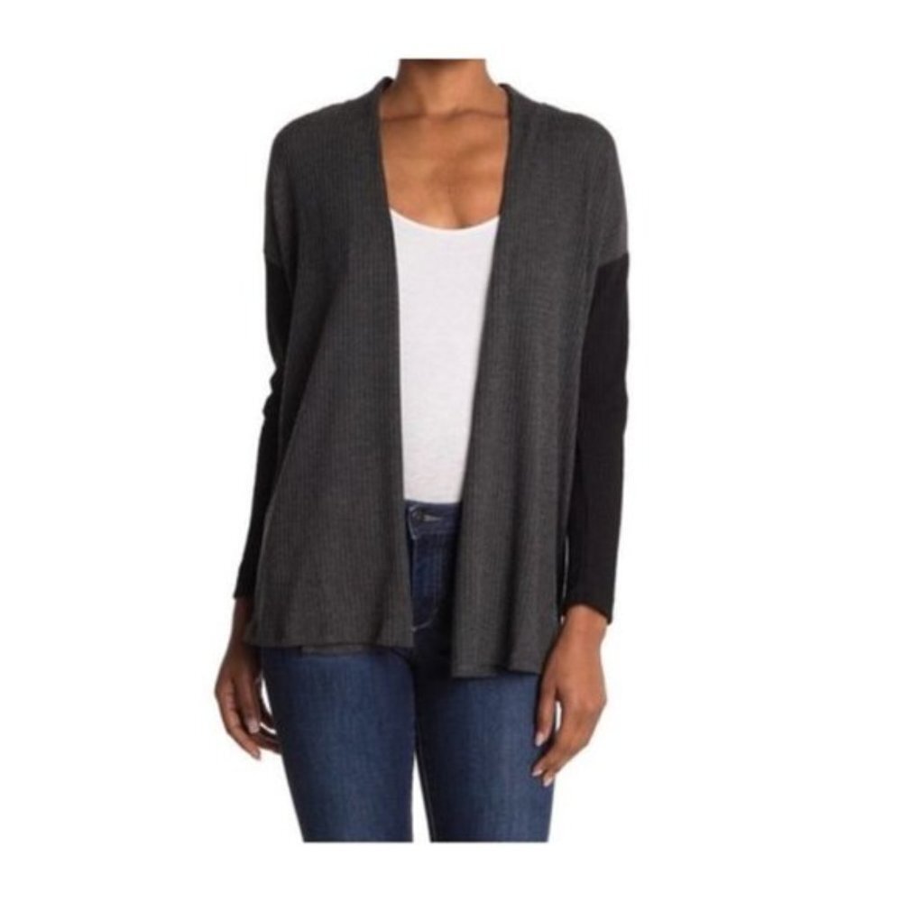 Bobeau Waffle Knit Open Cardigan
